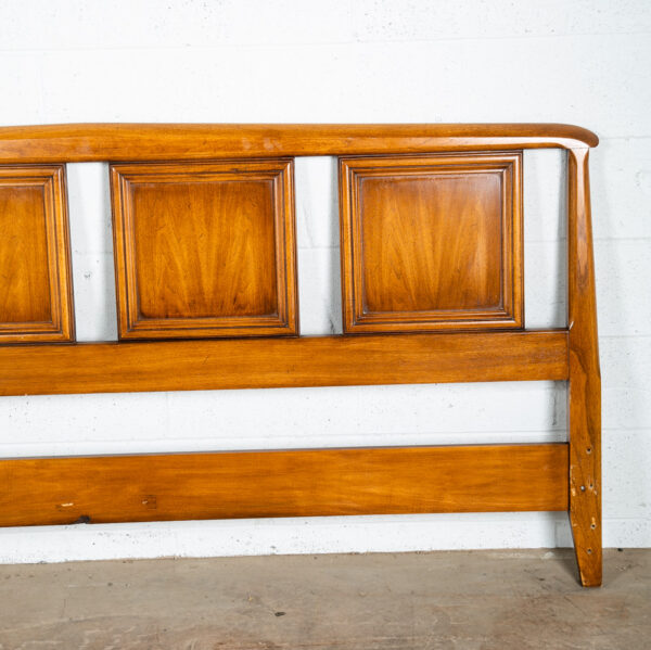 Mid Century Modern Headboard King Bed Frame Walnut White Furniture Vintage - Image 6