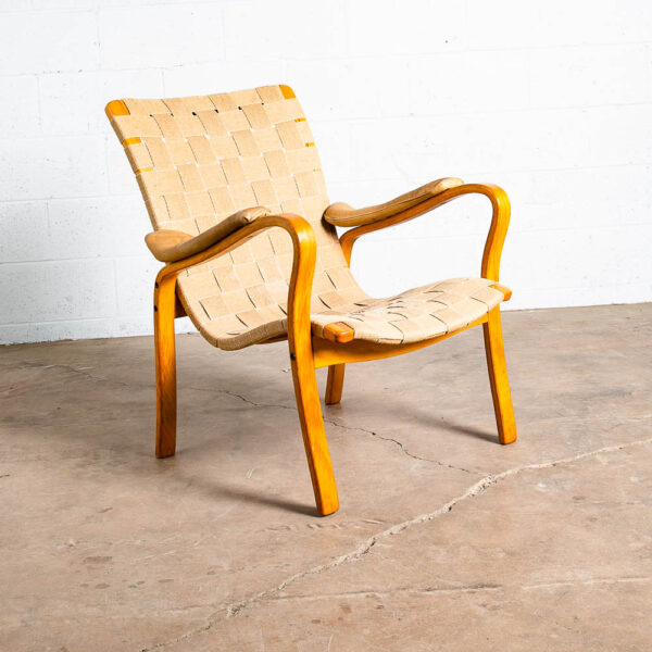 Mid Century Danish Modern Lounge Chair Gustav Axel Berg Canvas Leather Arms Mcm