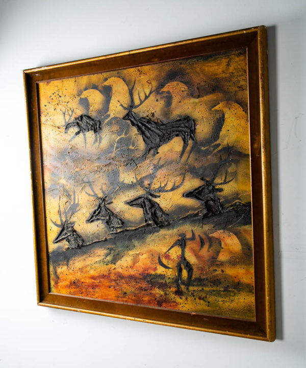 Mid Century Modern Original Painting Art Signed Luzon Impasto Oil Canvas 1960s - Image 3