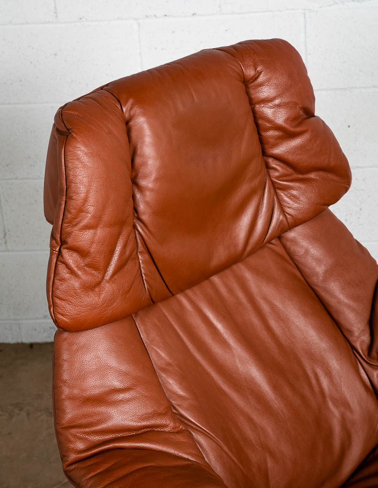 Mid Century Modern Lounge Chair Ox Blood Red Leather Ekornes Recliner Stressless - Image 11