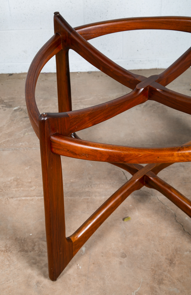 Mid Century Modern Dining Table Round Glass Adrian Pearsall Walnut 2458-T48 48in - Image 10