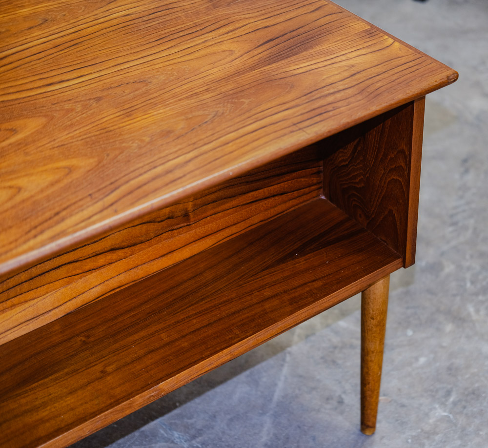 Mid Century Danish Modern Desk Executive Teak 7 Drawer Bookshelf Floating Doors - Image 10