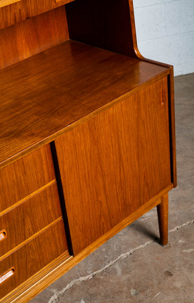Mid Century Danish Modern Credenza Highboard Teak Oak Drawers 2 tier Cabinet Mcm - Image 8