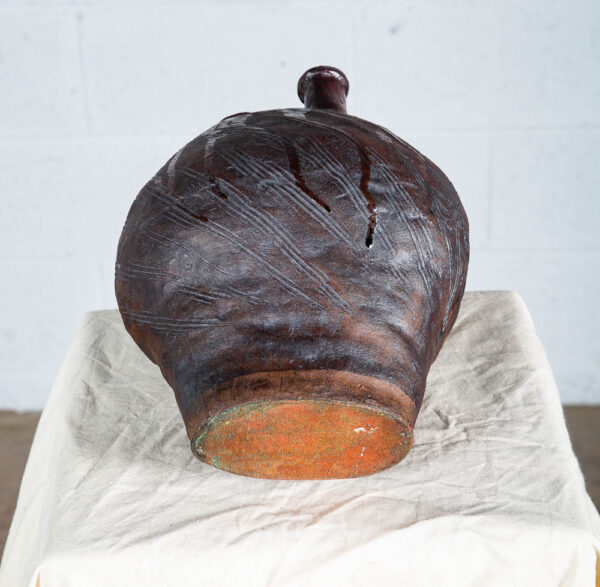 Mid Century Modern Ikebana Pot Brown Drip Glaze Studio Ceramic Japan Handmade - Image 5