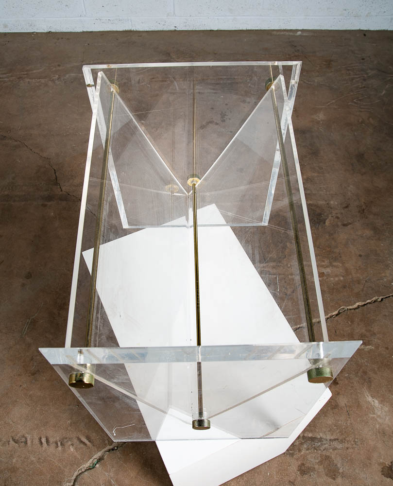 Mid Century Modern Magazine Holder Lucite Brass Modernist Gold Vintage Translucent - Image 10