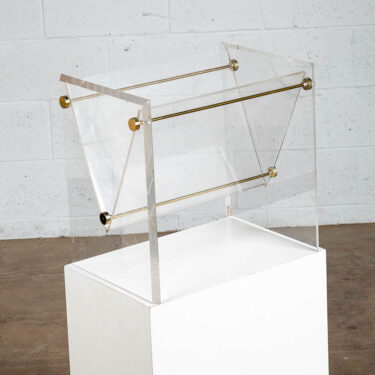 Mid Century Modern Magazine Holder Lucite Brass Modernist Gold Vintage Translucent