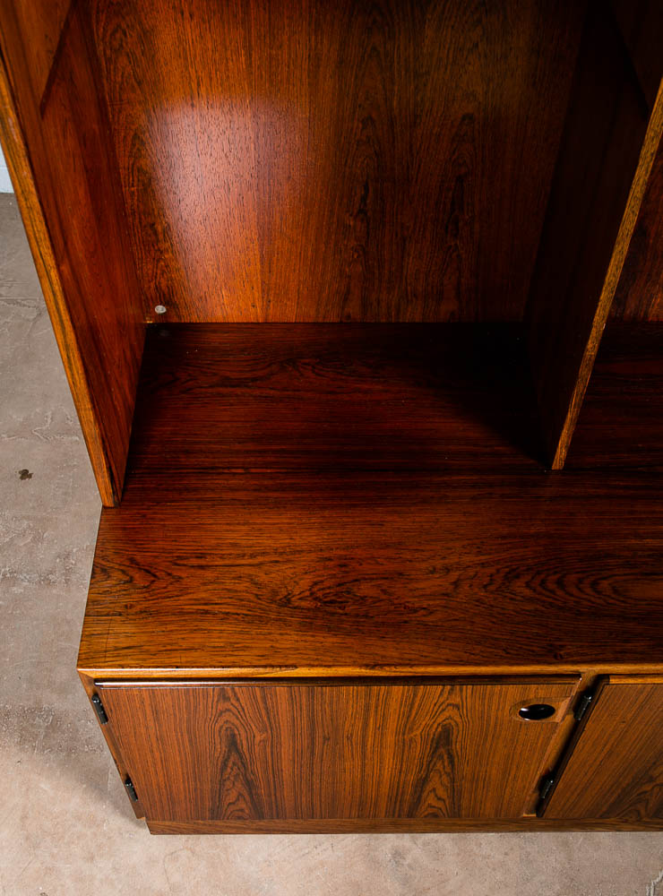 Mid Century Danish Modern Bookshelf Credenza Brazilian Rosewood Doors Omann Jun - Image 11