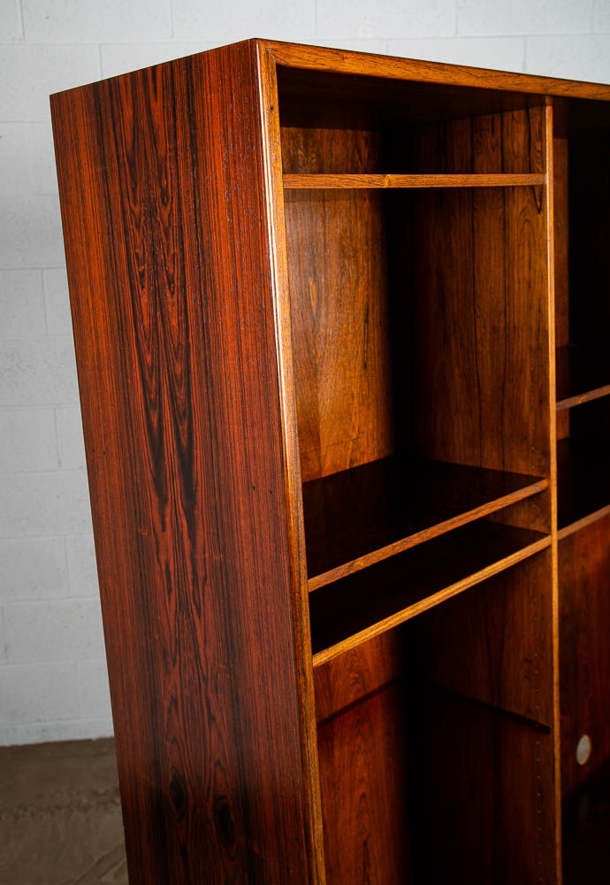 Mid Century Danish Modern Bookshelf Credenza Brazilian Rosewood Doors Omann Jun - Image 10