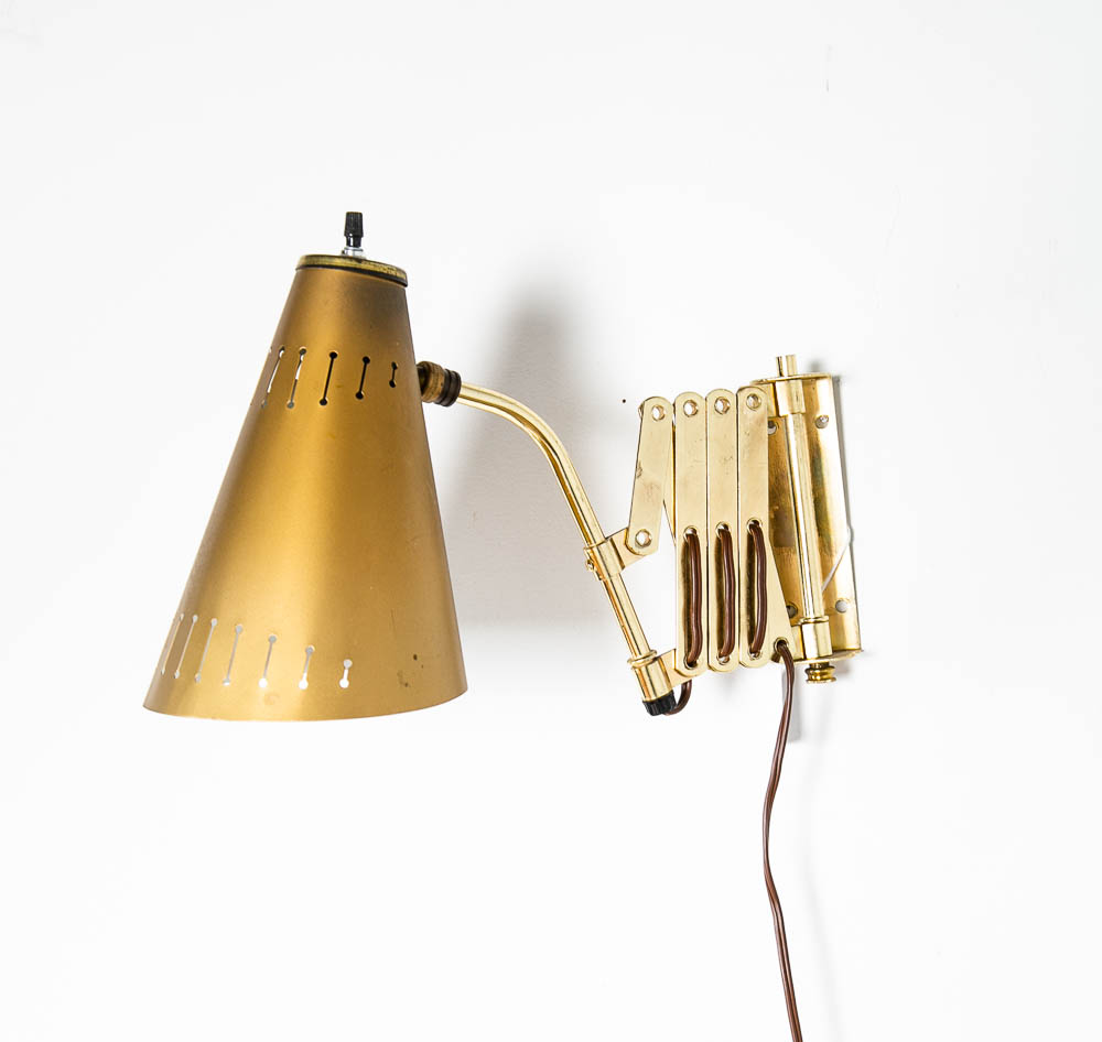 Mid Century Modern Lamp Wall Sconce Brass Thurston Lightolier Brass Metal Gold
