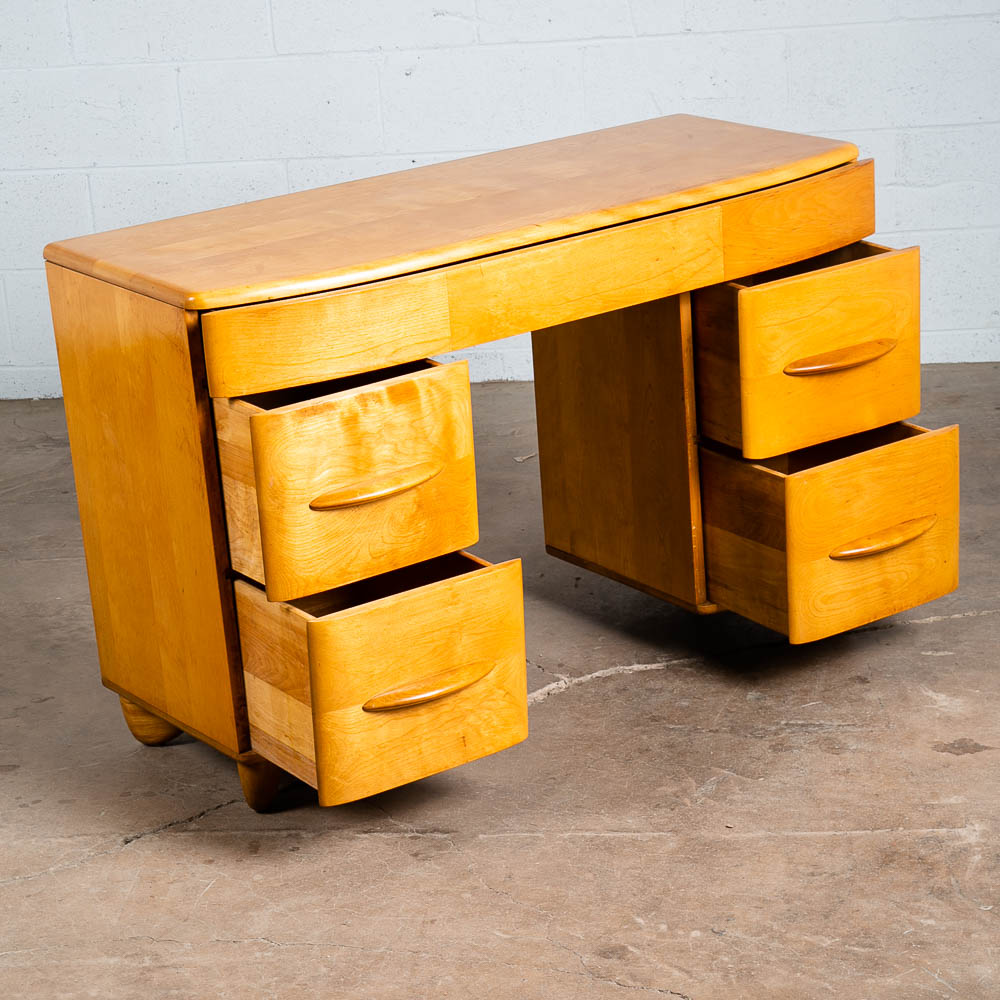 Mid Century Modern Desk Blonde Solid Maple Wood Heywood Wakefield Drawers Office - Image 5
