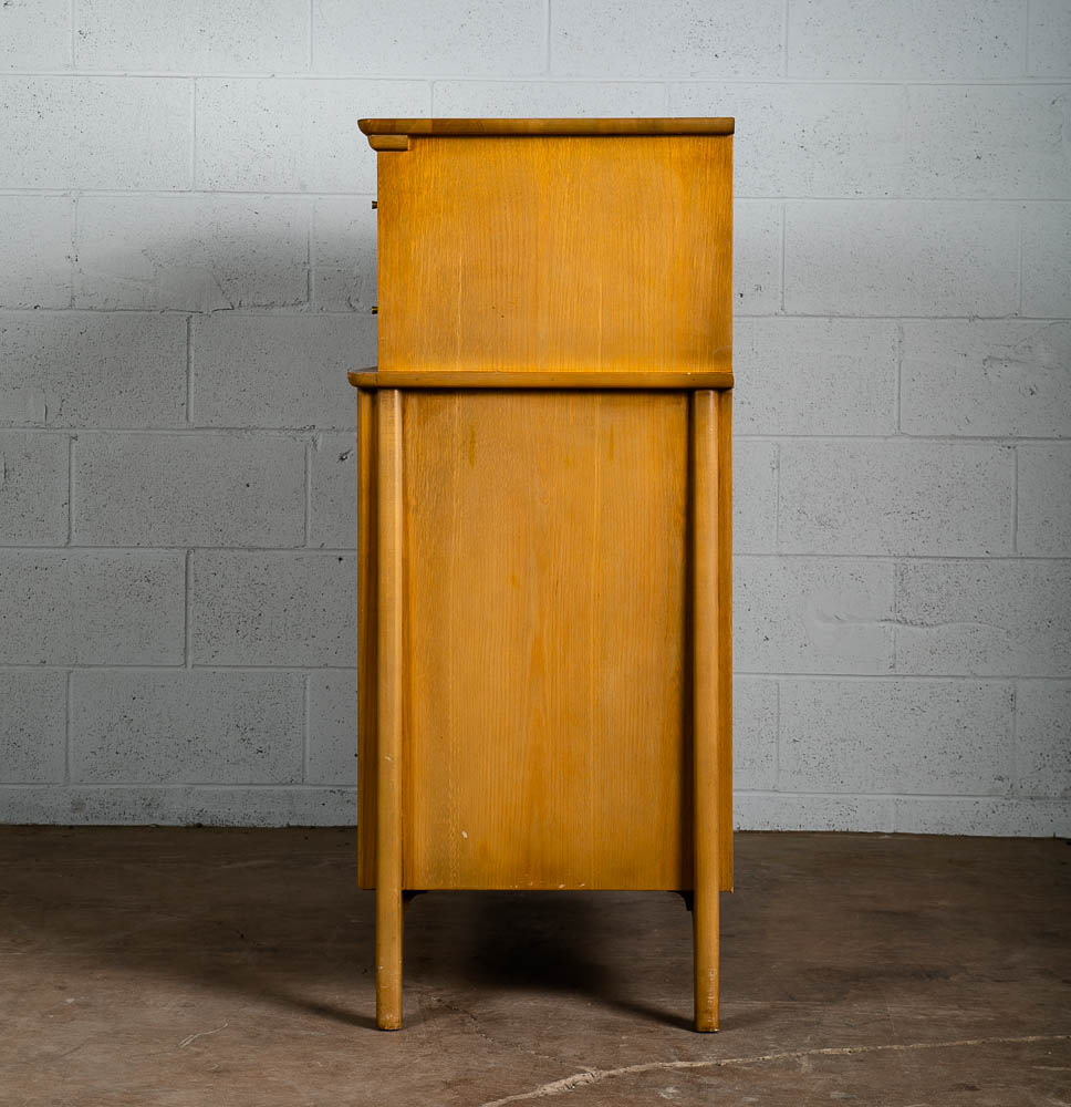 Mid Century Modern Dresser Highboy 5 Drawer Huntley Bleached Walnut Vintage - Image 4