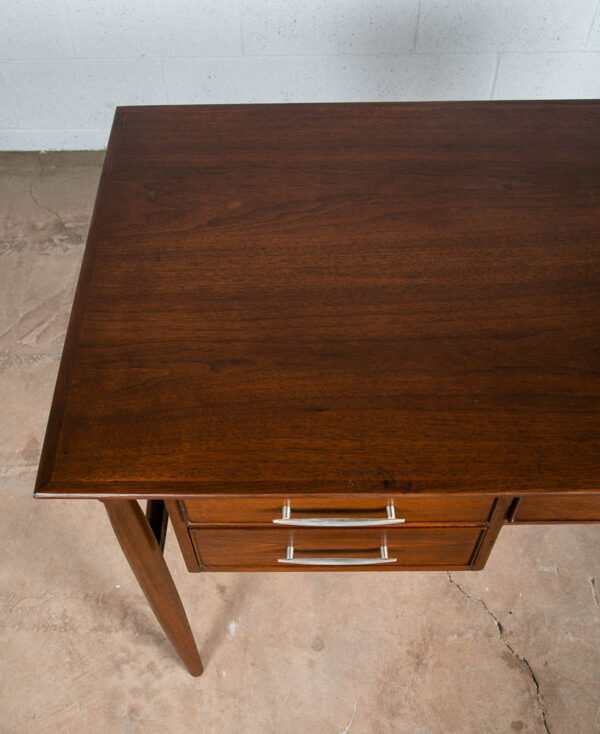 Mid Century Modern Desk Solid Walnut Executive Office Drexel 3 Drawer Floating - Image 9