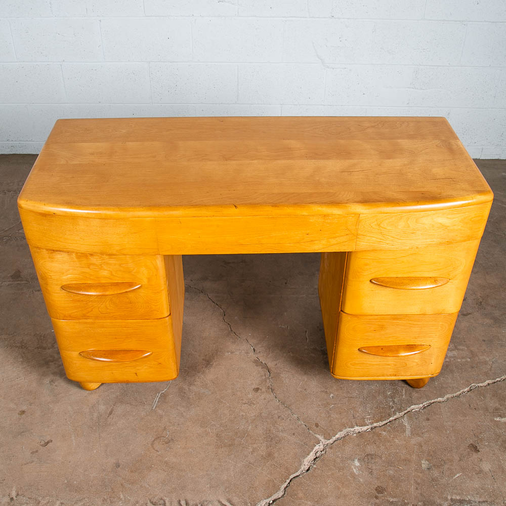 Mid Century Modern Desk Blonde Solid Maple Wood Heywood Wakefield Drawers Office - Image 3