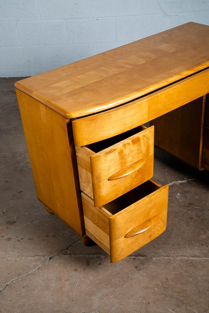 Mid Century Modern Desk Blonde Solid Maple Wood Heywood Wakefield Drawers Office - Image 6