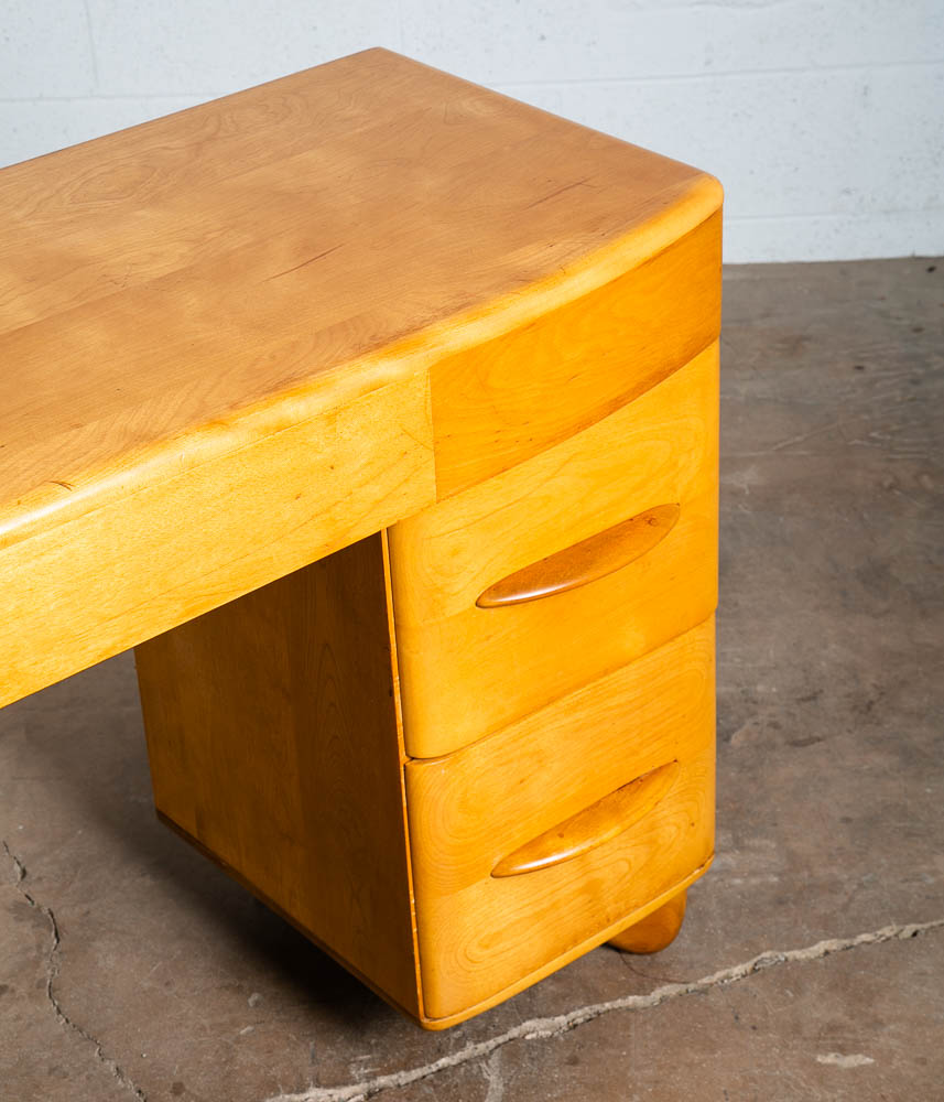Mid Century Modern Desk Blonde Solid Maple Wood Heywood Wakefield Drawers Office - Image 11