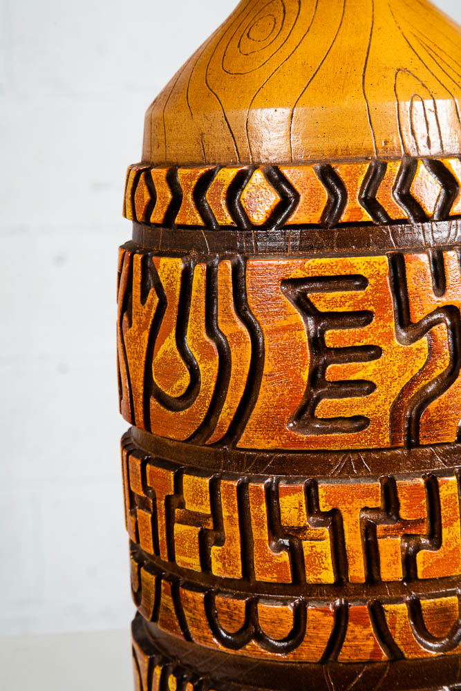 Mid Century Modern Table Lamp Set Pair Orange Brown Vintage Abstract Working 70s - Image 8