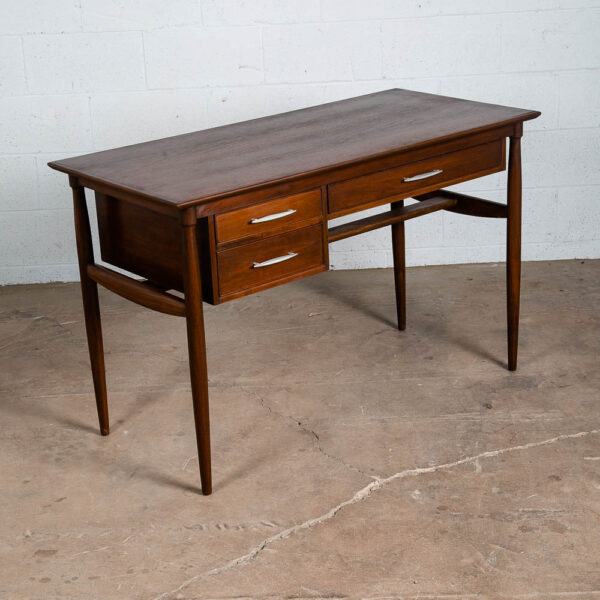 Mid Century Modern Desk Solid Walnut Executive Office Drexel 3 Drawer Floating - Image 2