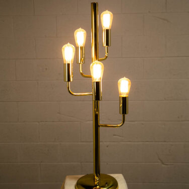 Mid Century Modern Table Lamp Brass 5 Light Gold Mcm Metal Cactus Vintage Twist