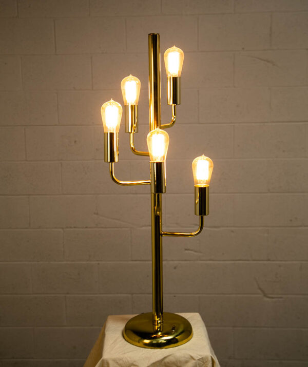 Mid Century Modern Table Lamp Brass 5 Light Gold Mcm Metal Cactus Vintage Twist