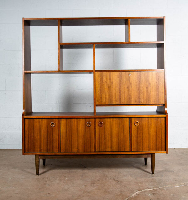 Mid Century Modern Room Divider Wall Unit Credenza Cabinet Walnut Vintage Danish - Image 2
