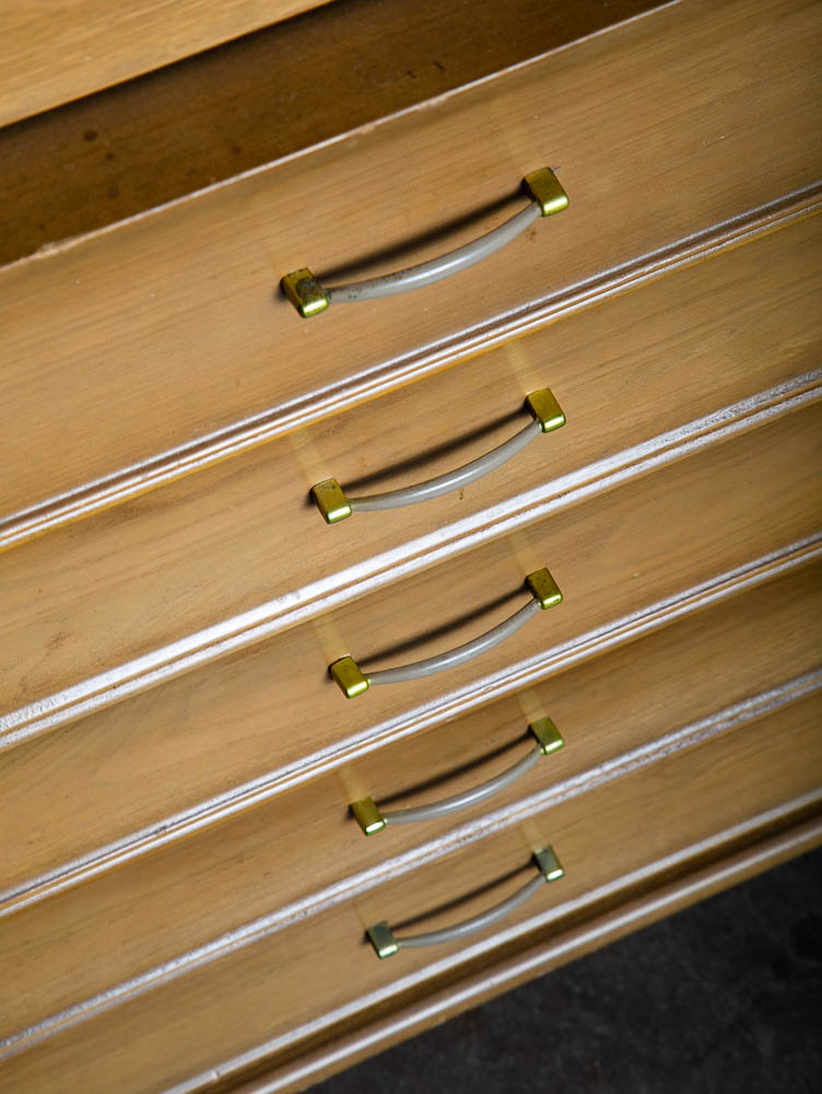 Mid Century Modern Dresser Highboy 5 Drawer Huntley Bleached Walnut Vintage - Image 6