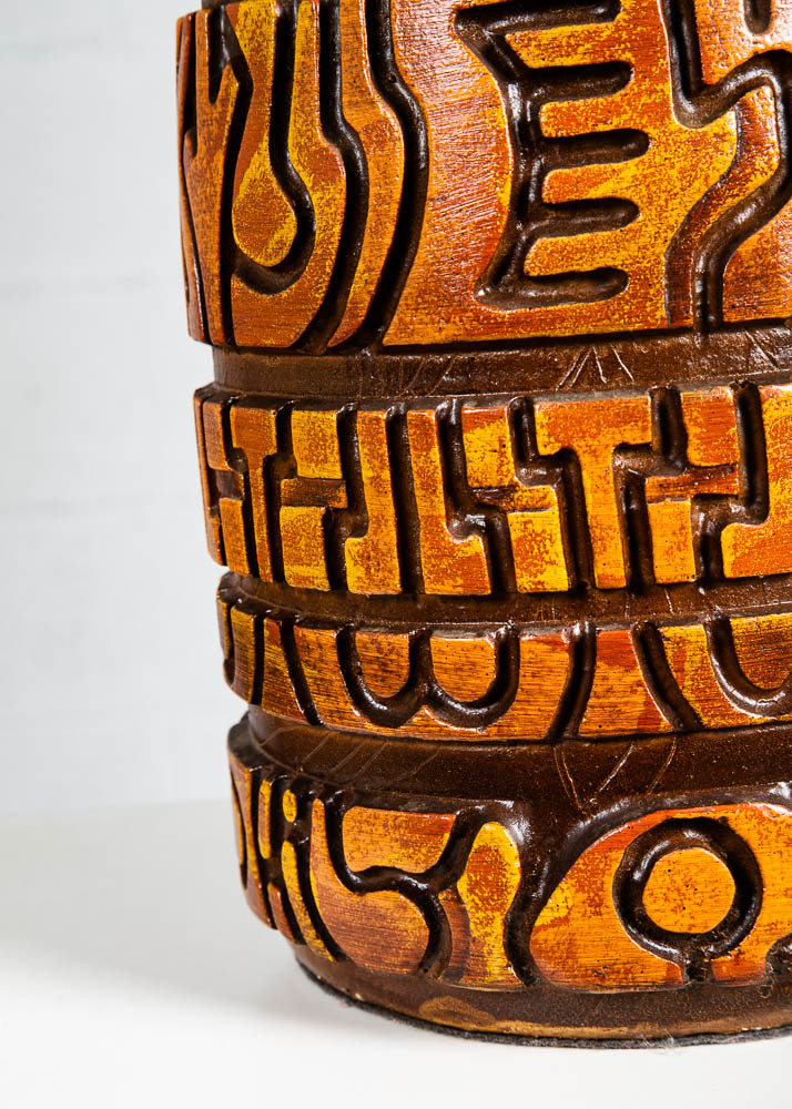 Mid Century Modern Table Lamp Set Pair Orange Brown Vintage Abstract Working 70s - Image 7