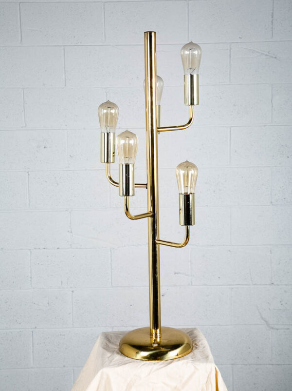 Mid Century Modern Table Lamp Brass 5 Light Gold Mcm Metal Cactus Vintage Twist - Image 2