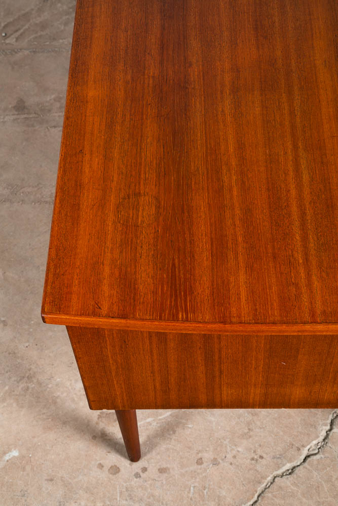 Mid Century Danish Modern Desk Executive Teak 6 Drawer Bookshelf Floating Lock - Image 7