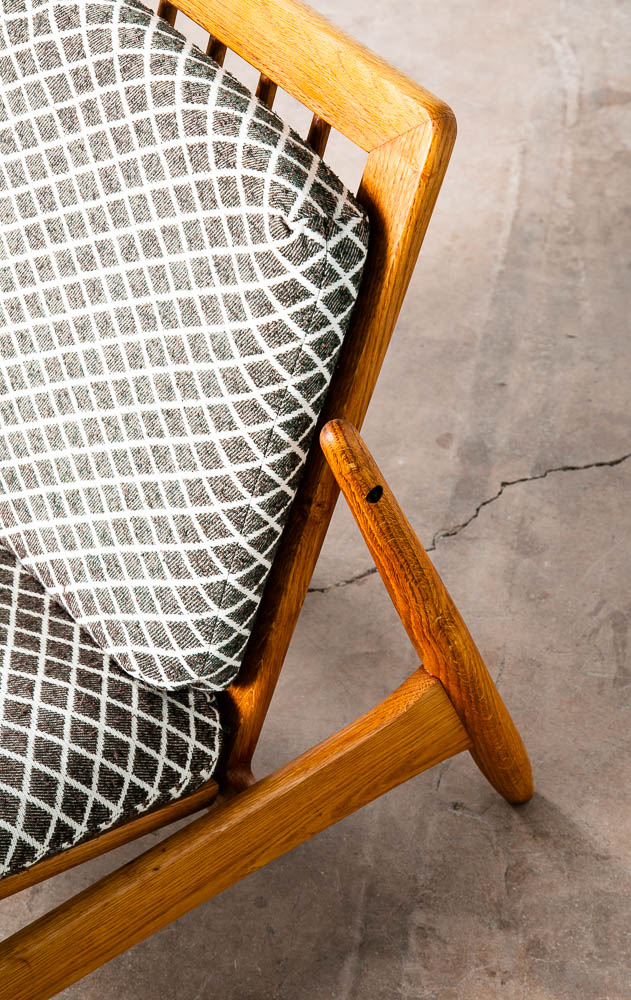 Mid Century Danish Modern Lounge Chair Solid Oak Torben Strandgaard Refinished - Image 10