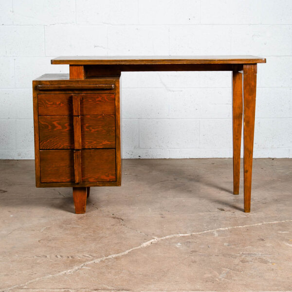 Mid Century Modern Desk Office 3 Drawers Sliding Table Custom Wood Pine Artisan - Image 4