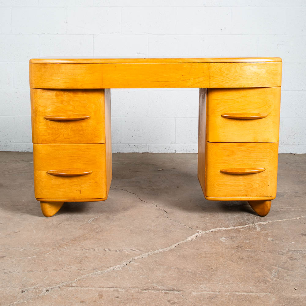 Mid Century Modern Desk Blonde Solid Maple Wood Heywood Wakefield Drawers Office - Image 2