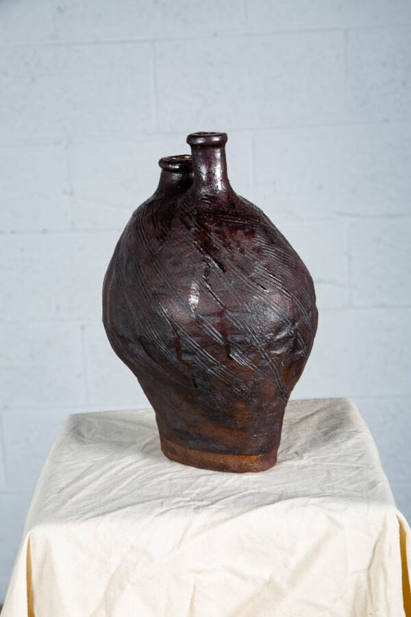 Mid Century Modern Ikebana Pot Brown Drip Glaze Studio Ceramic Japan Handmade - Image 7