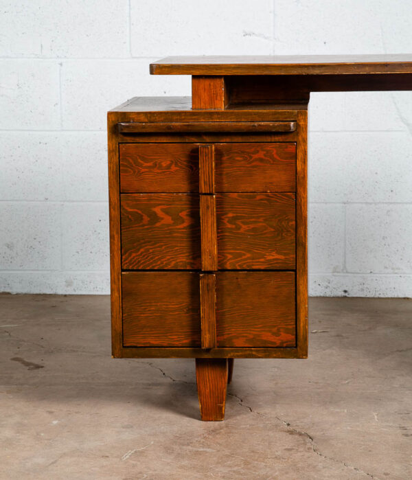 Mid Century Modern Desk Office 3 Drawers Sliding Table Custom Wood Pine Artisan - Image 8