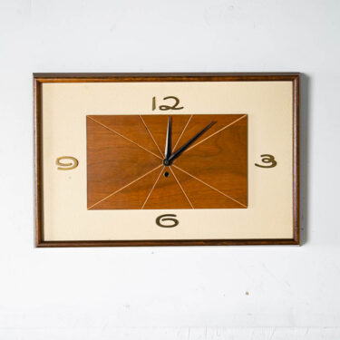Mid Century Modern Clock Walnut Wall Wood Brass Witco Pepper Nelson Danish Cube