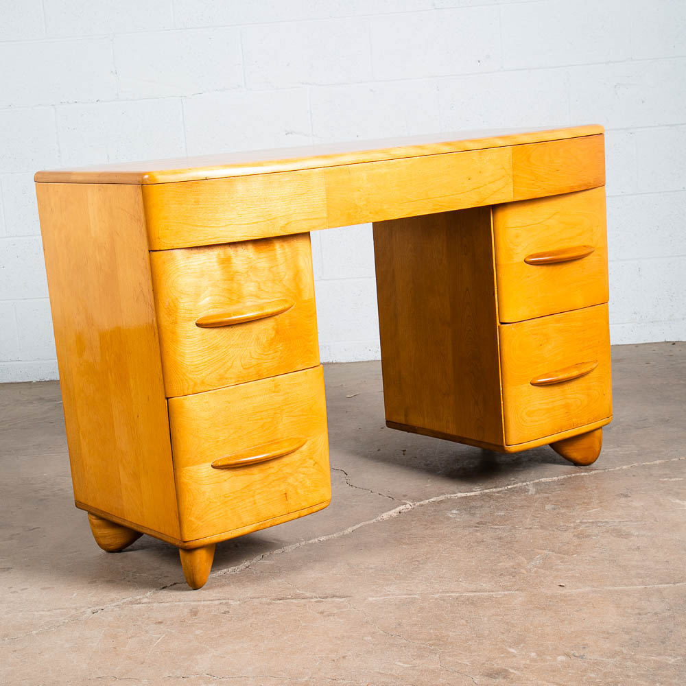 Mid Century Modern Desk Blonde Solid Maple Wood Heywood Wakefield Drawers Office - Image 4