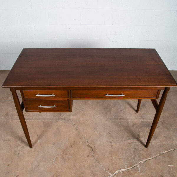 Mid Century Modern Desk Solid Walnut Executive Office Drexel 3 Drawer Floating - Image 6