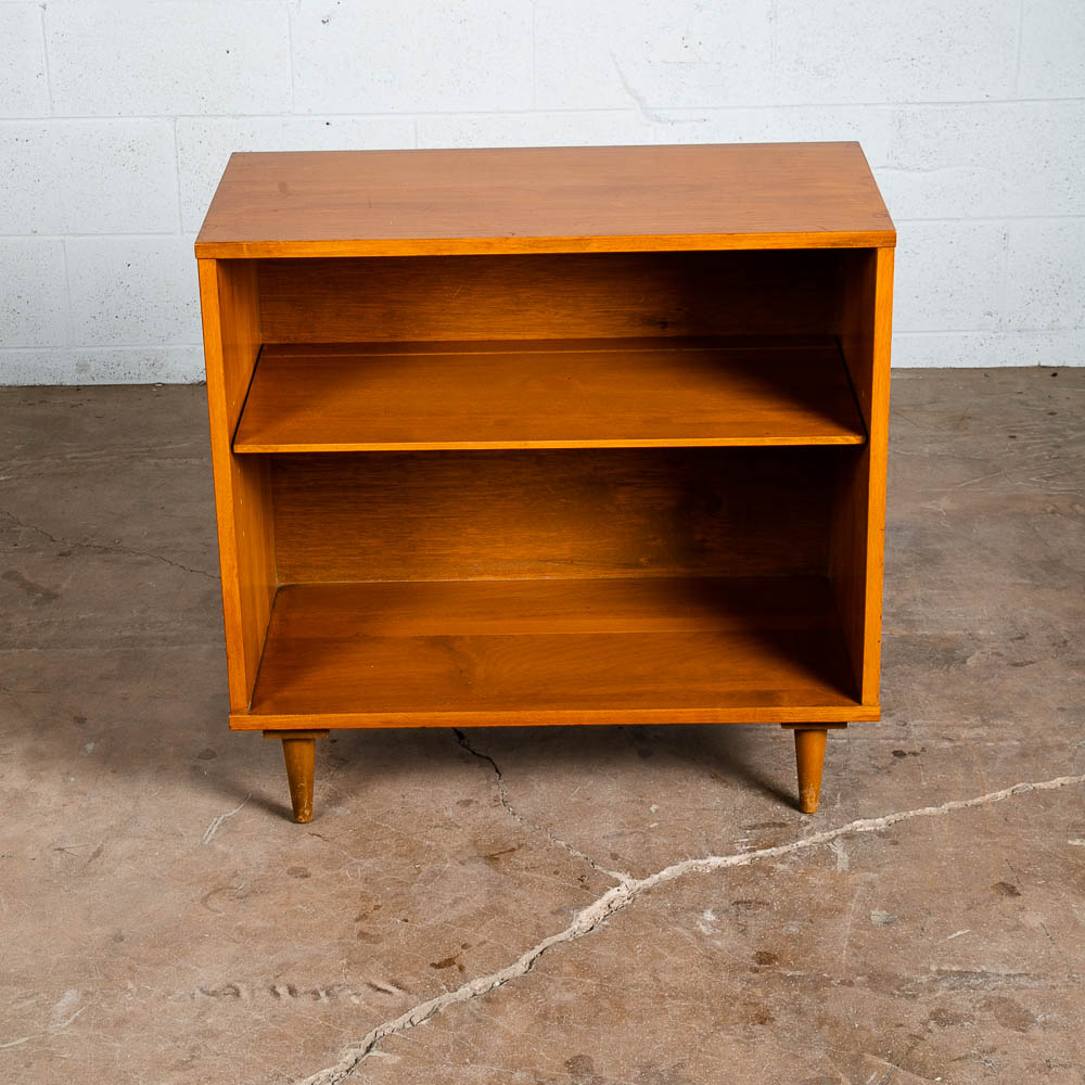 Mid Century Modern Bookshelf Compact Solid Birch Wood Adjustable Shelf Legs - Image 2