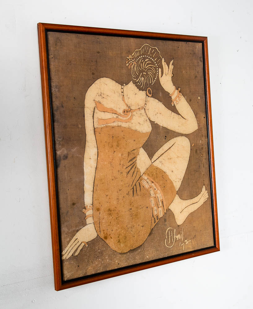 Mid Century Modern Tapestry Wall Art Tie Dye Batik Fabrik Original Art Artwork - Image 2