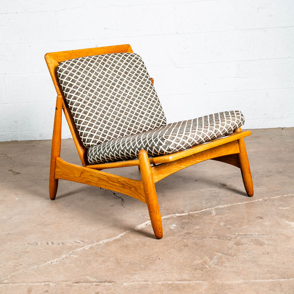 Mid Century Danish Modern Lounge Chair Solid Oak Torben Strandgaard Refinished