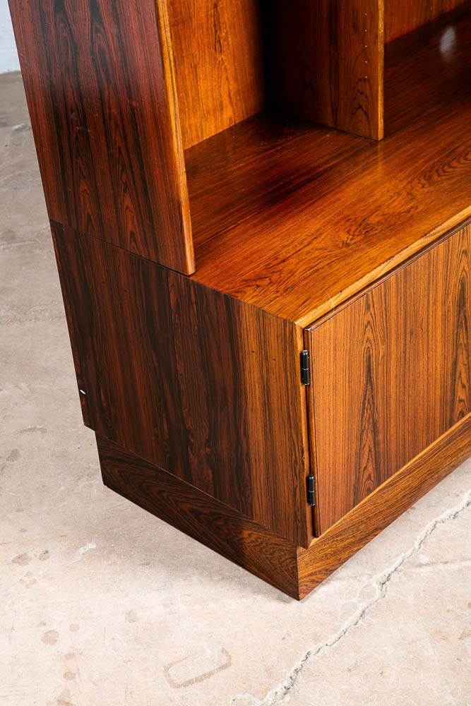 Mid Century Danish Modern Bookshelf Credenza Brazilian Rosewood Doors Omann Jun - Image 4