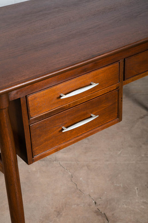 Mid Century Modern Desk Solid Walnut Executive Office Drexel 3 Drawer Floating - Image 12
