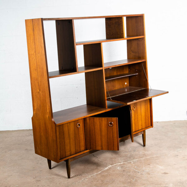 Mid Century Modern Room Divider Wall Unit Credenza Cabinet Walnut Vintage Danish - Image 4