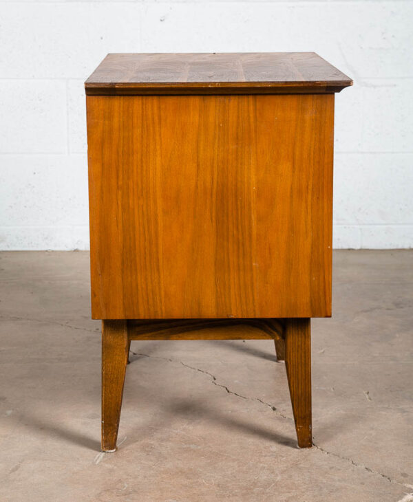 Mid Century Modern Nightstands End Table Set Side Bassett Mayan 2 Drawers Walnut - Image 6