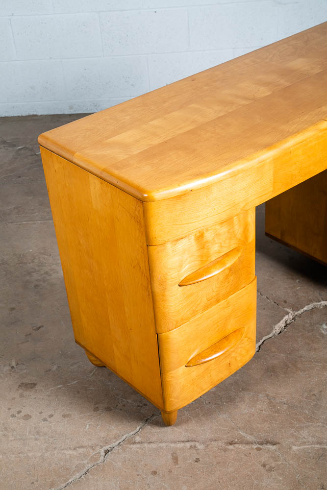 Mid Century Modern Desk Blonde Solid Maple Wood Heywood Wakefield Drawers Office - Image 7