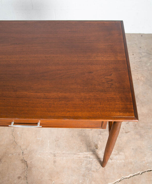 Mid Century Modern Desk Solid Walnut Executive Office Drexel 3 Drawer Floating - Image 10