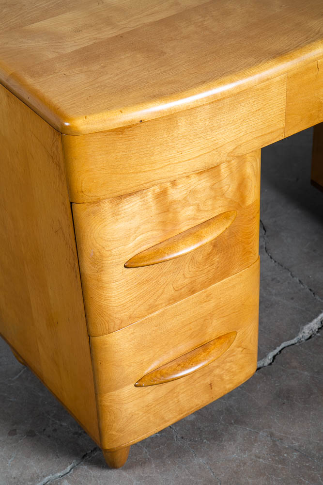Mid Century Modern Desk Blonde Solid Maple Wood Heywood Wakefield Drawers Office - Image 8
