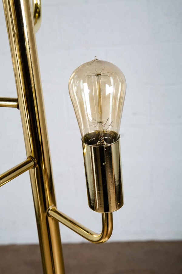 Mid Century Modern Table Lamp Brass 5 Light Gold Mcm Metal Cactus Vintage Twist - Image 8