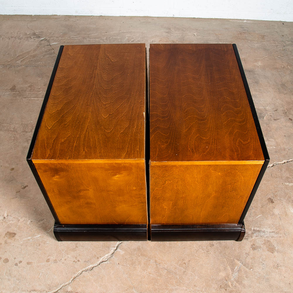 Mid Century Modern Nightstands End Table Set Side Bassett Black Brass Cherry Mcm - Image 3