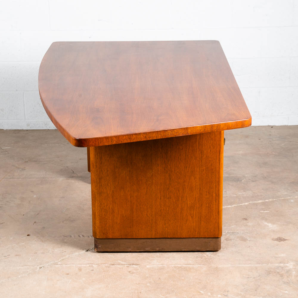 Mid Century Modern Desk Executive Office Stow Davis Boomerang Large Walnut Mcm - Image 10