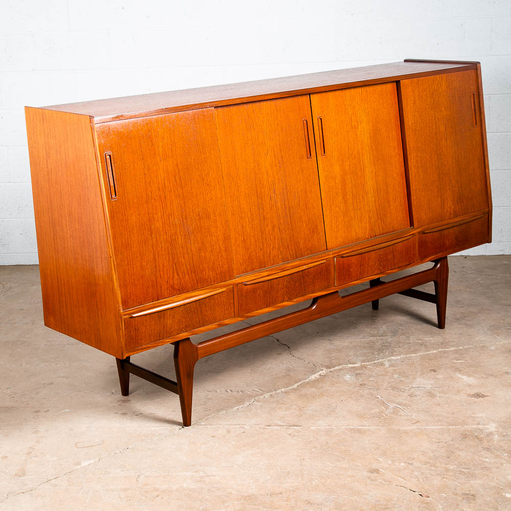 Mid Century Danish Modern Credenza Highboard Bar Sideboard Denmark Mcm Drawers